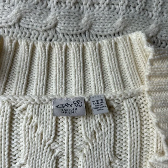 Esprit Cream Cable Knit Short Sleeve Cardigan - Picture 5 of 5